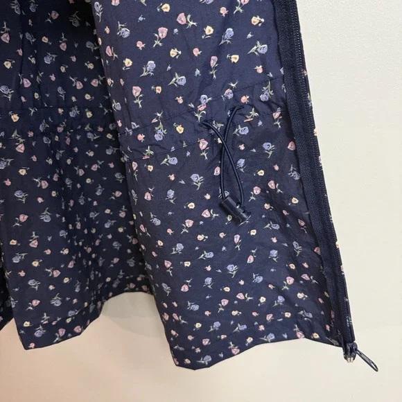 Vintage Northern Reflections XL Floral Rain Jacket Hooded Windbreaker Navy Nylon - Picture 10 of 12